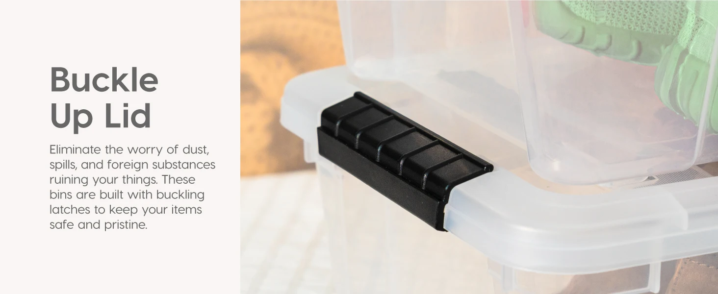 Buckle-Up Latches to secure lid. forget about dust getting into your items