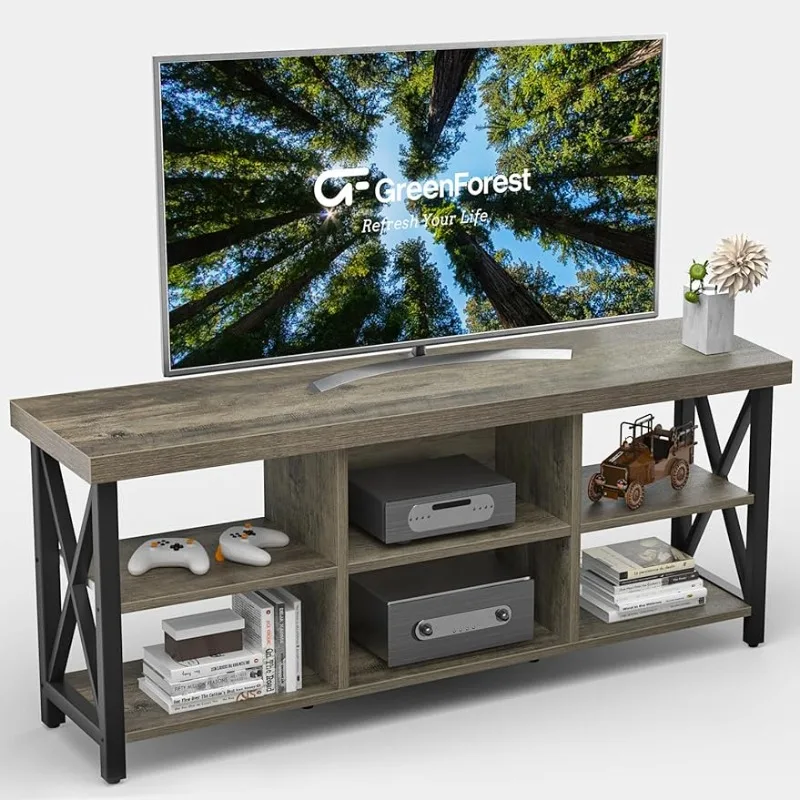 

GreenForest TV Stand for TV up to 65 inches Entertainment Center with 6 Storage Cabinet for Living Room, 55 inch Television l