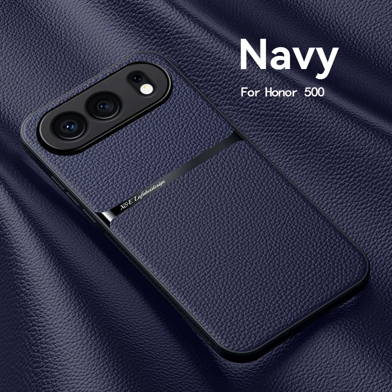 Premium Luxury Magnetic Leather Car Holder Case - Silicone Protective Back Cover