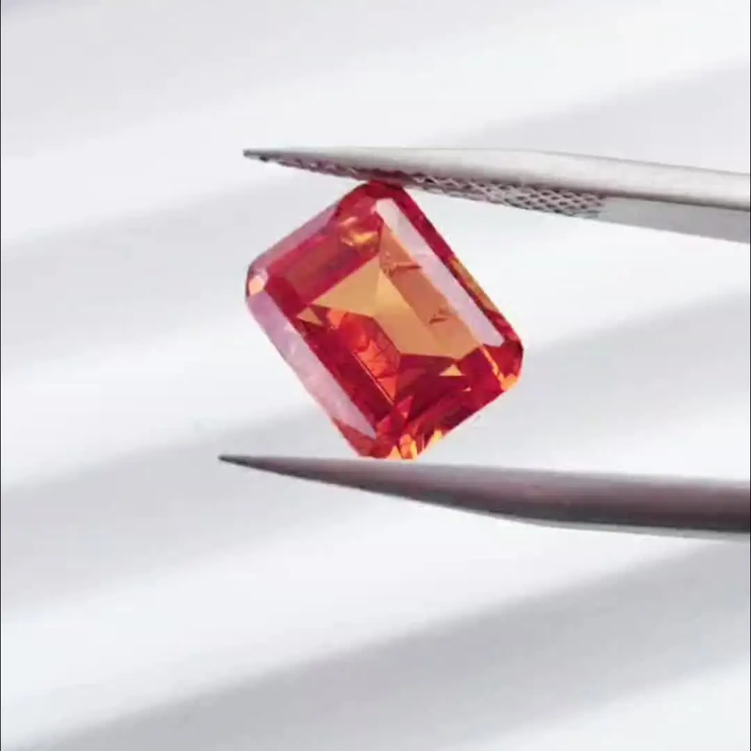 Прямоугольная форма Изумрудная огранка выращенная в лаборатории Padparadscha цвет