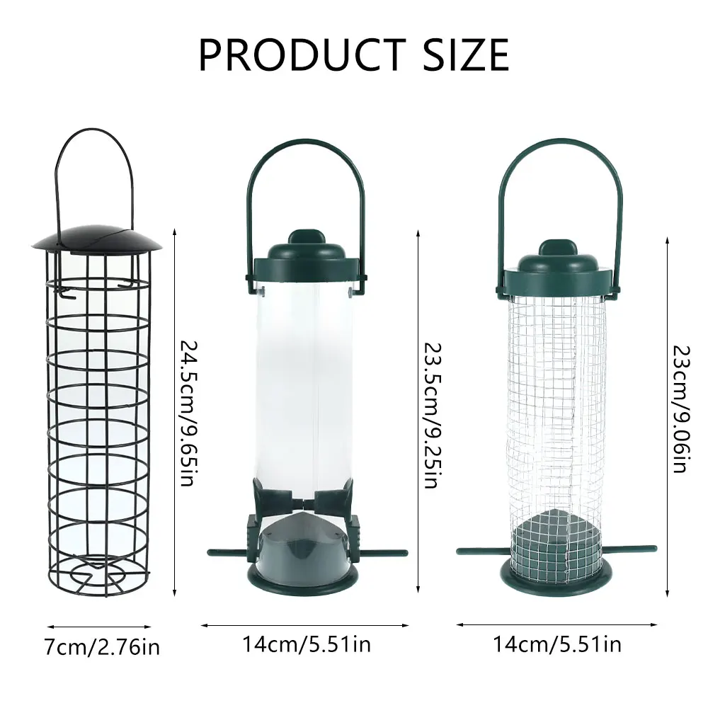 3PCS Wild Bird Feeder House Transparent Hanging Bird Feeder Garden Patio Yard Feeding Station Pet Supplies Seed Dispenser bird feeder