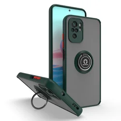 Luxury Metal Ring Holder Phone Case with Enhanced Grip and Protection for Redmi 9 (Dark green)