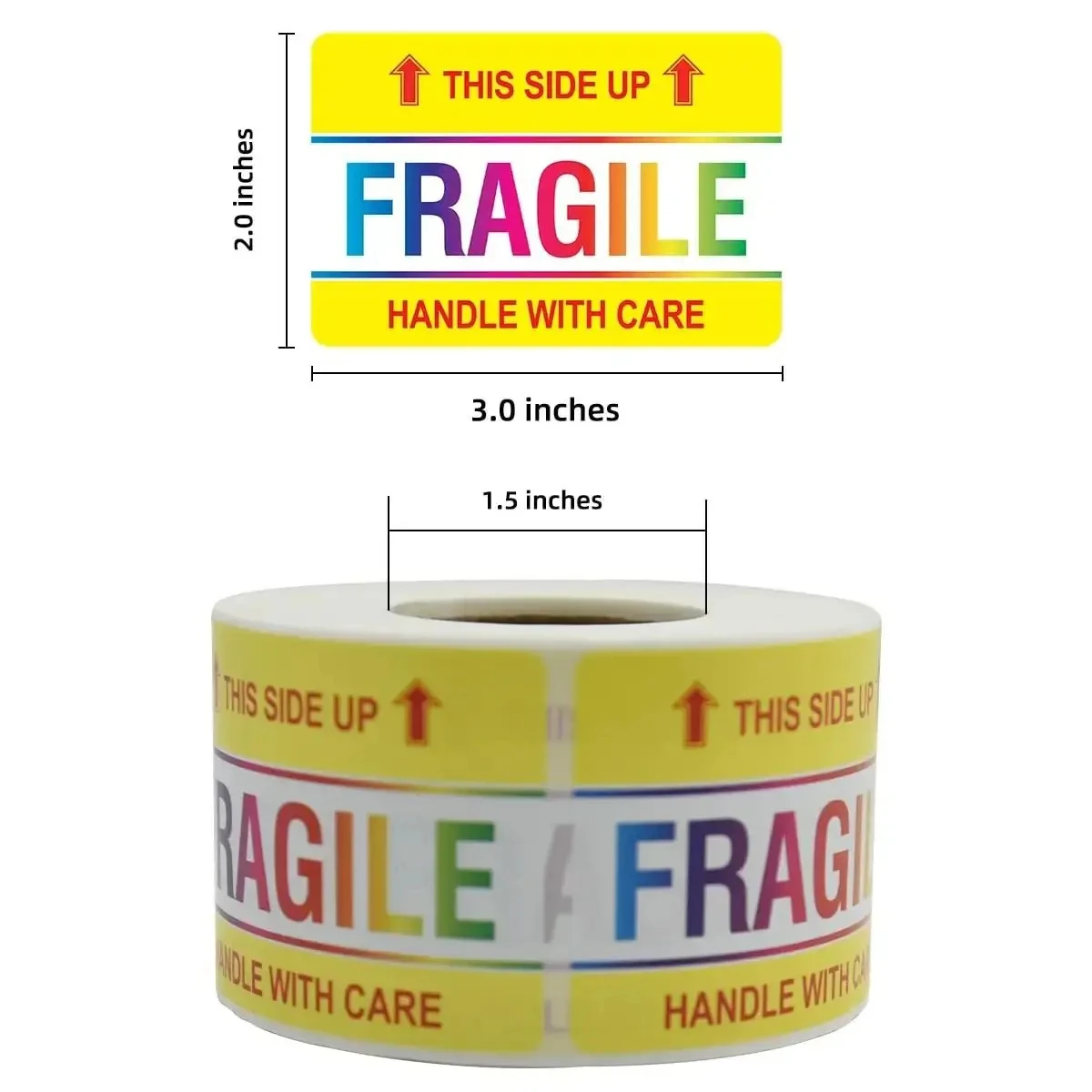 

2 "x3" Fragile Shipping Stickers 500 Sheets Colored Caution Warning Handling Labels Thank You for Moving The Stickers Permanent