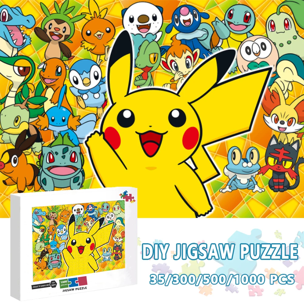 pokemon movie 300 500 1000 pieces jigsaw puzzles pikachu and friends board game anime cartoon puzzle kids toy learning education Pikachu Puzzle Anime 300/500/1000 Pieces Jigsaw Puzzles Children Decompress Educational Toys Pokemon Cartoon Board Games