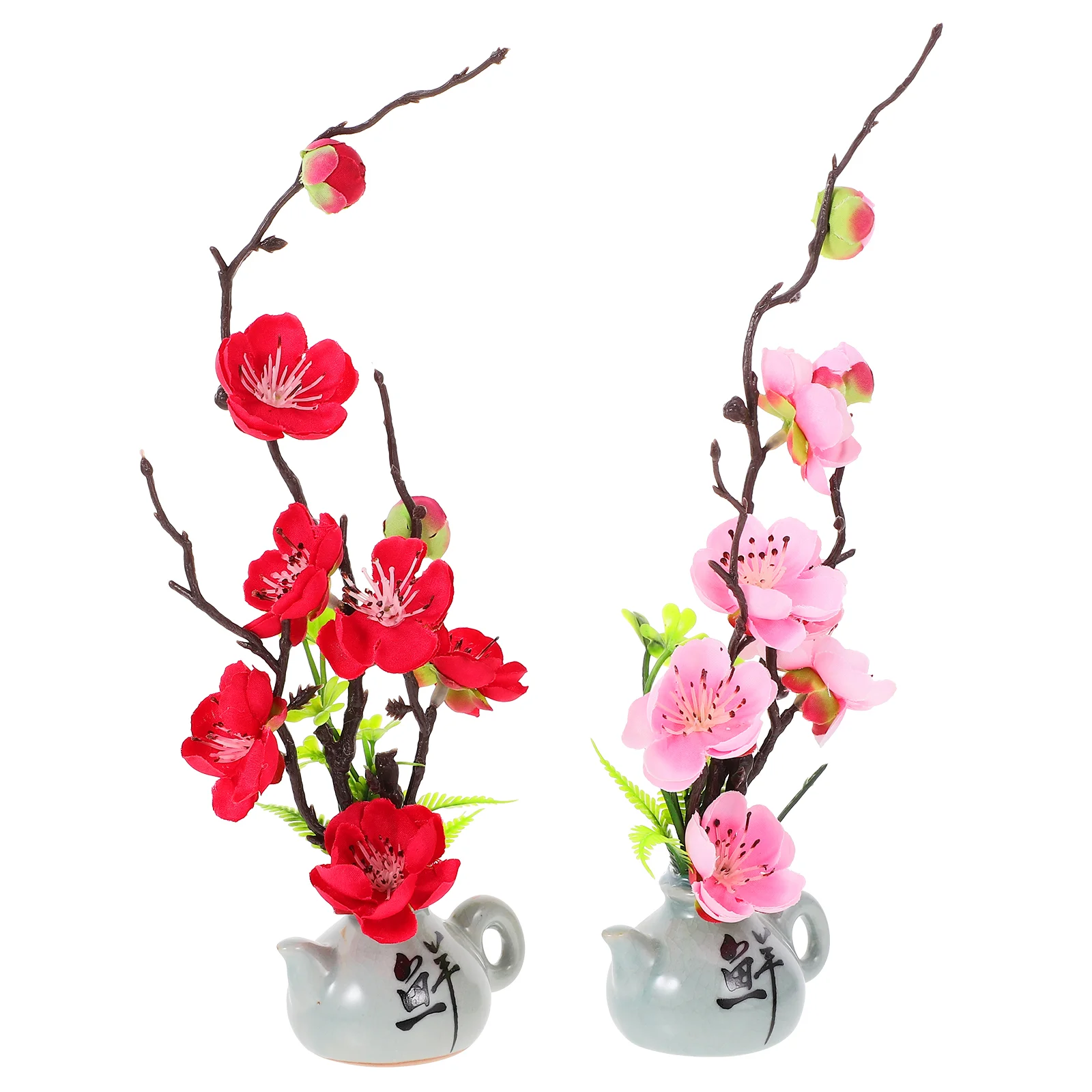 

2 Pcs Decoration Artificial Flowers Christmas for Sushi Platter Faux Plants Indoor Ornaments