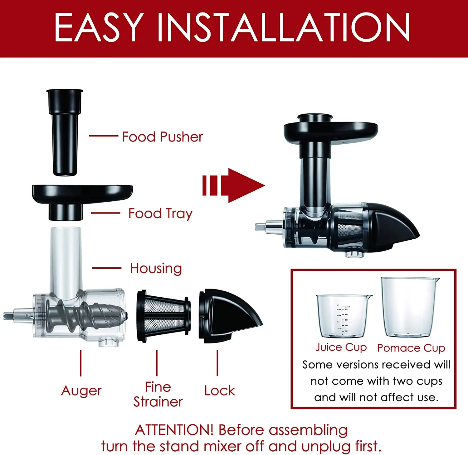 2024 langsamer Entsafter aufsatz für Kitchen aid, kauen der Entsafter aufsatz für Kitchen aid Stand mixer, Kaltpress-Entsafter-Maschine