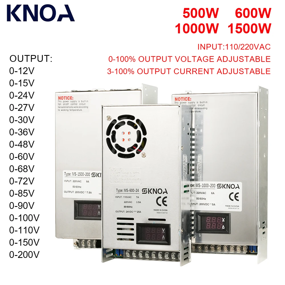 500W 600W 1000W 1500W 0-12V 15V 24V 27V 30V 36V 48V 60V 72V 85V 90V 100V 110V 150V 200V Ac / Dc Smps LED 1
