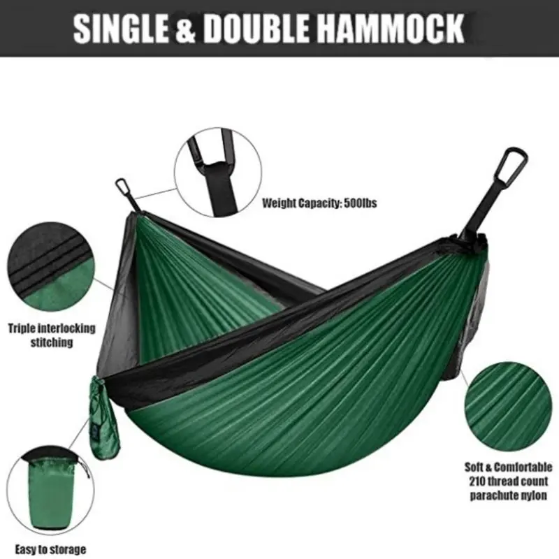 Hammock Single Portable Hammock 108×55in, Camping Accessories for Outdoor, Indoor, Travel, Beach Deep Green camping foot rest h 1