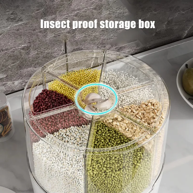 360 degree Household Rice Bucket Grain Storage Box Sealed Insect Moisture Proof Rice Storage Box Rice Tank Food Container 5