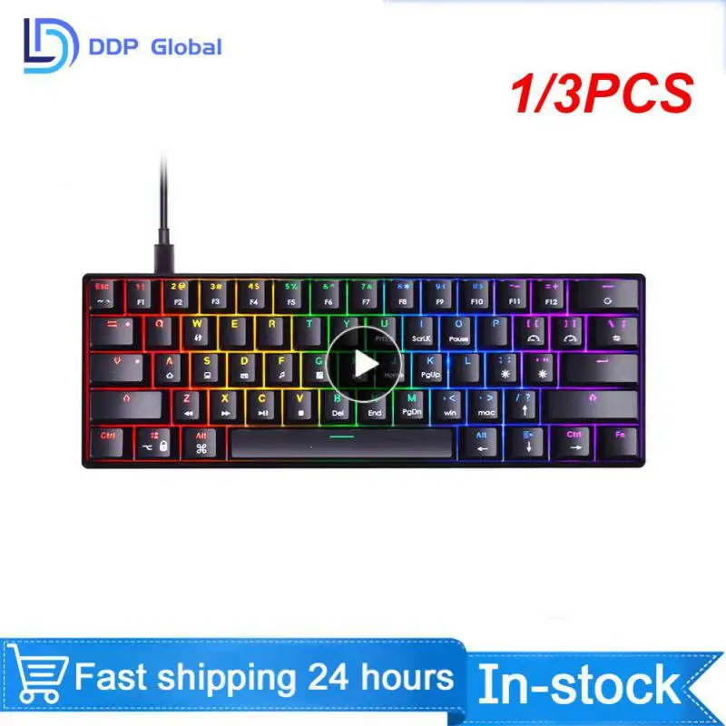 

1/3PCS SK61 61 Key Mechanical Keyboard USB Wired LED Backlit Axis Gaming Mechanical Keyboard Gateron Optical Switches For