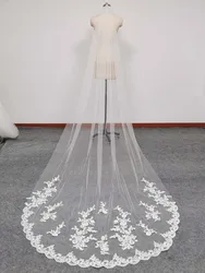 Real Photos 3 Meter Long Lace Bridal Veil 1 Tier Wedding Veil with Comb White Ivory Veil for Bride Voile Mariage Headpieces