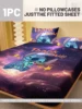 1 cartoon cute Stitch pattern digital printed frosted Fitted Sheet,bedroom printed bed cover,bedding(No pillowcase) 2