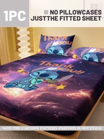 1 cartoon cute Stitch pattern digital printed frosted Fitted Sheet,bedroom printed bed cover,bedding(No pillowcase) 2