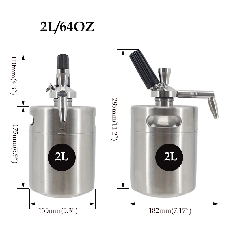 64oz(2L) Nitro Cold Brew Coffee Maker Mini Keg Nitrogen Coffee