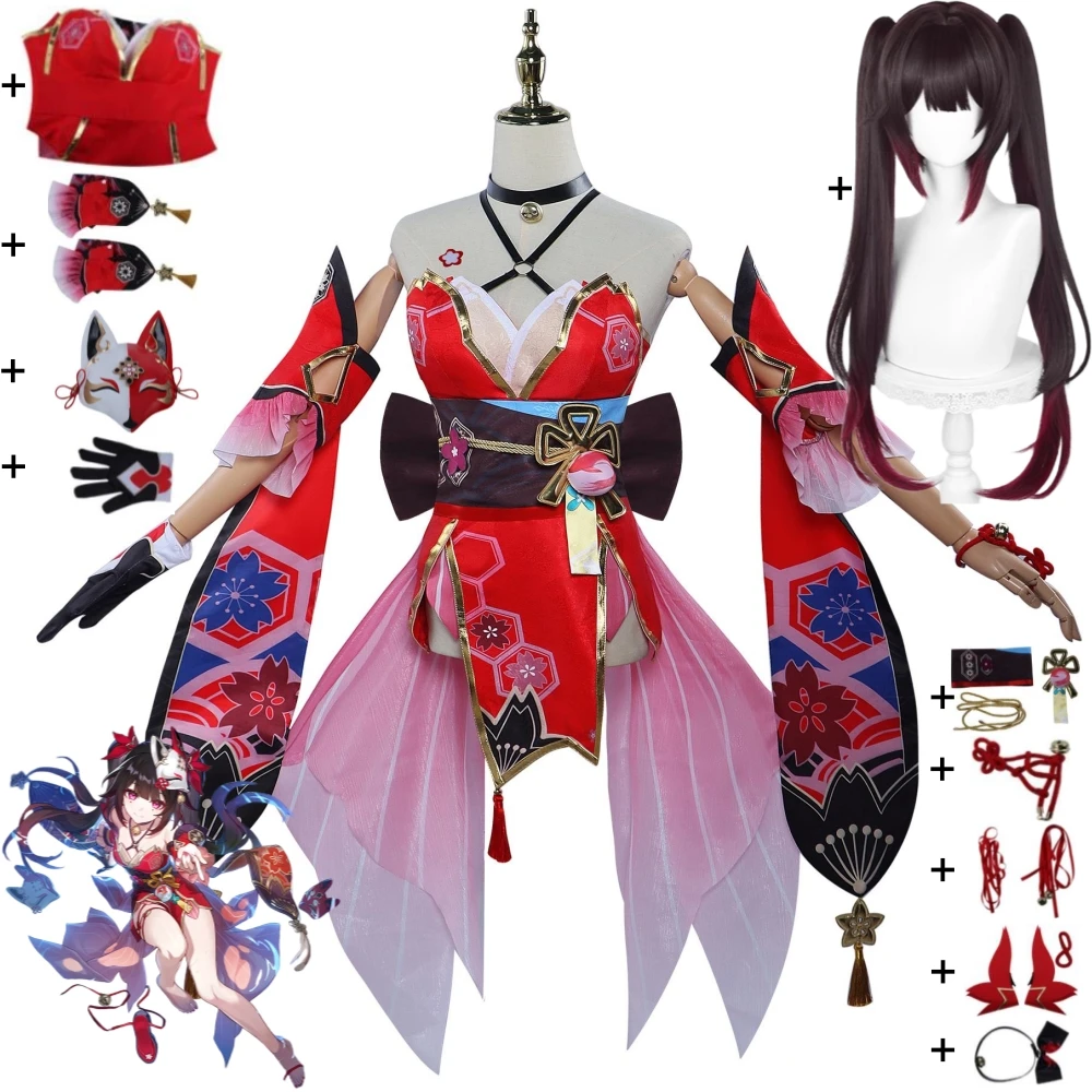 

Костюм для косплея игры Honkai со звездами и рейками, маска с париком, Привлекательное Женское платье в масках, красная униформа, костюм для ролевых игр на Хэллоуин