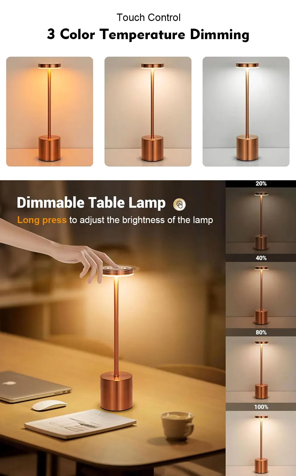 Classic Metal Touch Sensor LED Table Lamp