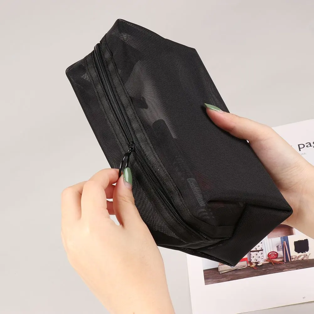 1PC Travel Black Mesh Cosmetic Bag Zipper Makeup Bag For Women Wash Toiletry Bag Makeup Organizer Portable Storage Pouch Best Sellers In Luggage, Bags