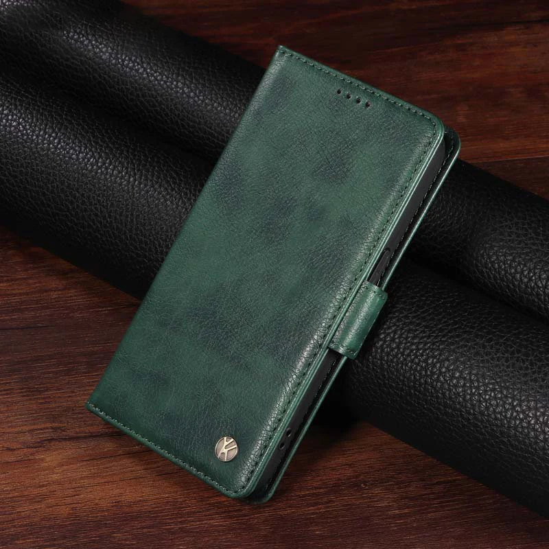 Litchi-Textured Leather Flip Wallet Case with Side Buckle