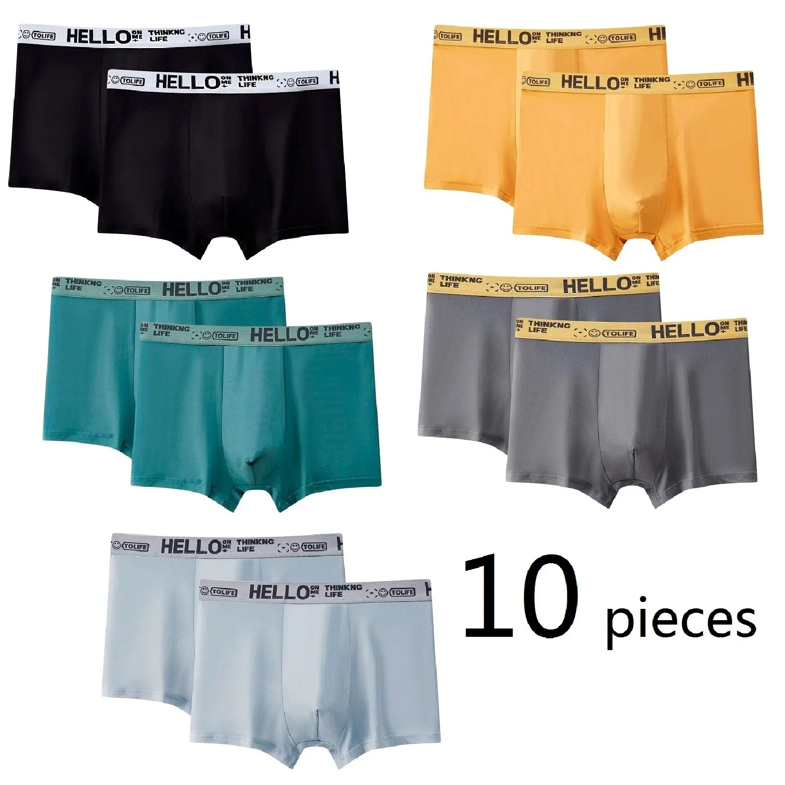 10 Pezzi Boxer Da Uomo Pantaloncini Mutande Intimo 2Xl 3Xl 4Xl 10 Colori Miscelazione Soft Fashion Sports Casual