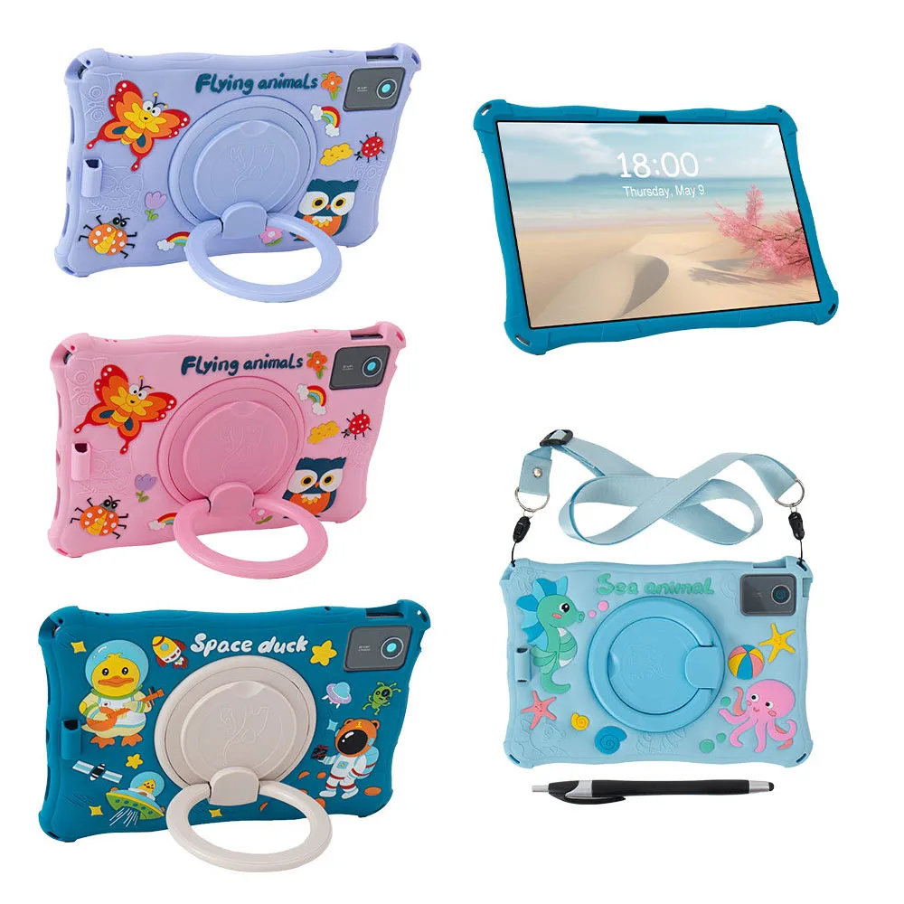 11-Inch Cartoon Rotating Soft Silicone Tablet Case