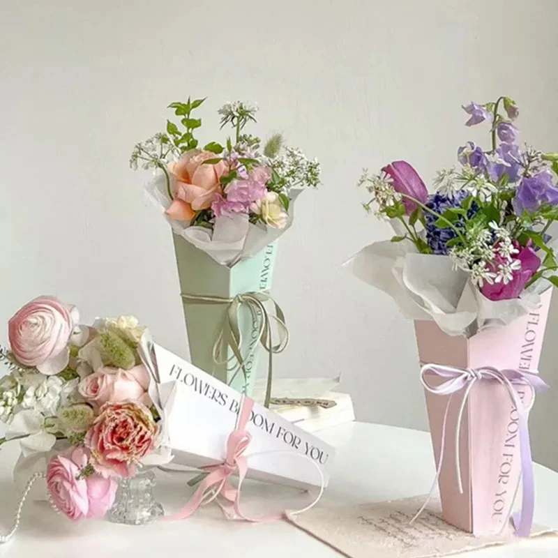 Gift Wrapping Paper 1PCS Triangle Flower Wrapping Paper Box Bouquet Packaging Bag Flowers Paper Material Graduation Wedding Party Decor Supplies