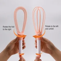 Batteur à œufs manuel multifonctionnel en silicone écologique, mini fouet de cuisine en plastique pour centre commercial, outil de cuisson, agitateur, 1 pièce 3