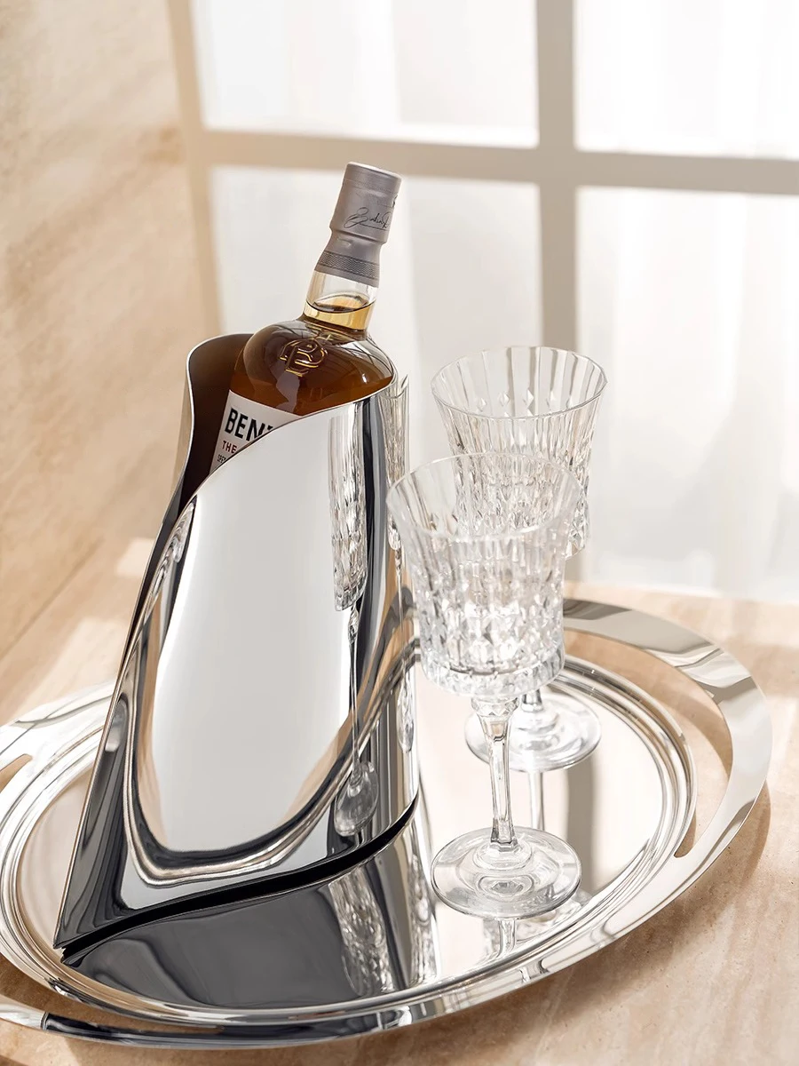 Luxury Stainless Steel Mirror Tray with Handle, Designer Tray, Decorative Tray for Home Decor, Center Table Decoration, Hotel 5