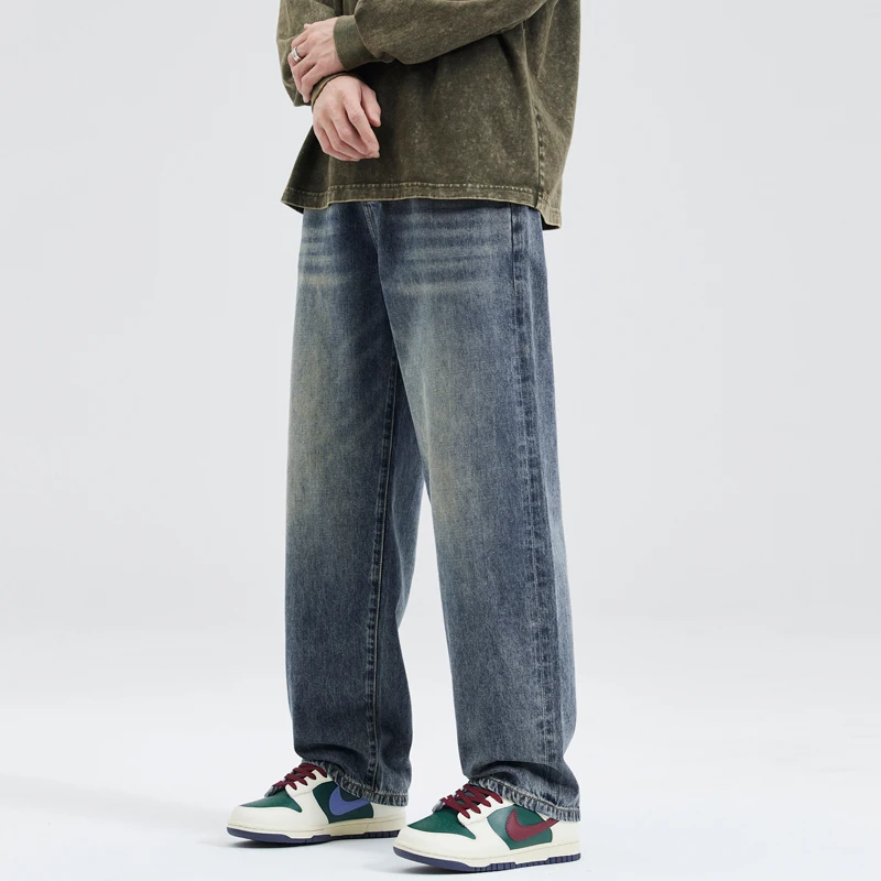 Y2k جينز فضفاض عتيق للرجال موضة مستقيمة ملابس الشا...