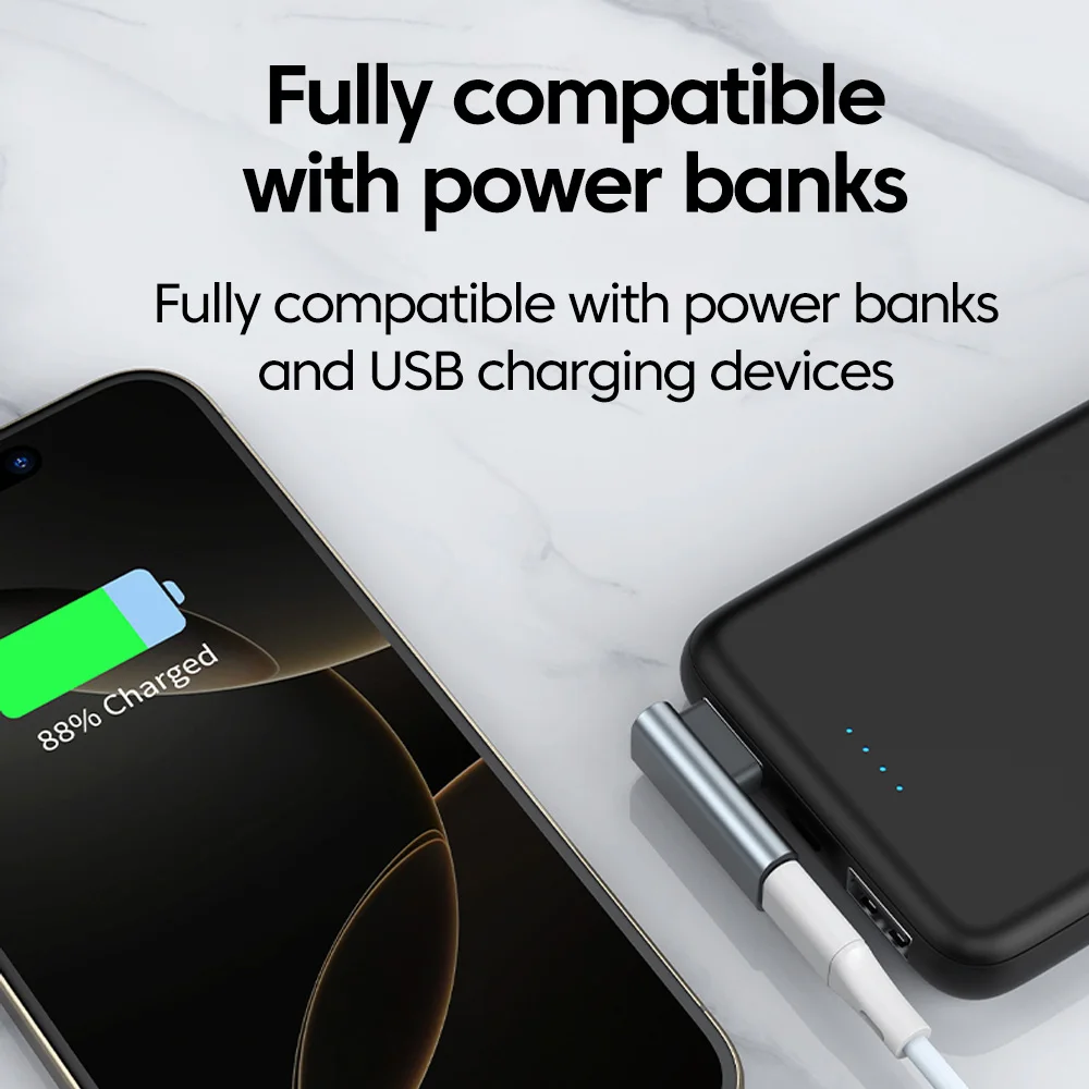 60W 고속 충전 USB C 어댑터 90 °   팔꿈치 양면 USB A 남성 - iPhone 15 16 Pro용 C형 데이터 전송 헤드폰 어댑터