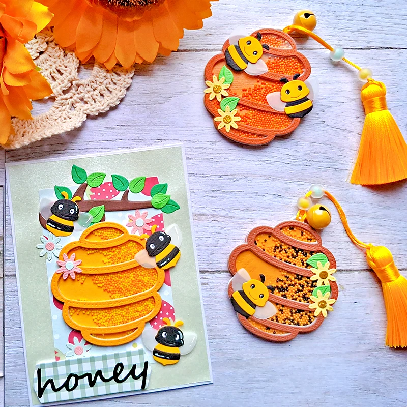 

Panalisacraft Cute Bee Honey Comb Cutting Dies Stencils DIY Scrapbooking Album Decorative Embossing DIY Paper Craft Cards