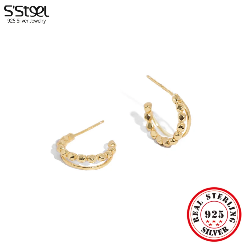 

S'STEEL Sterling Silver 925 Studs Earing Girls Minimalist Luxury Bridal Dating Fine Jewelry Hypoallergenic Earrings For Women