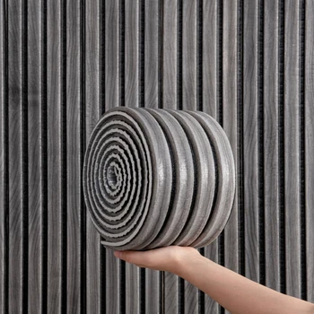 วอลเปเปอร์โฟมกันกระแทกแบบมีกาวในตัว ตกแต่งบ้าน 3 มิติ แผ่นผนัง PVC แบบลอกและติด สำหรับตกแต่งผนังห้องนอน 11