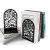Rose Metal Book Ends -Black L Shaped Book Stand Holder for Home Office Desk, Creative Gift for Dads and Loved Ones 4