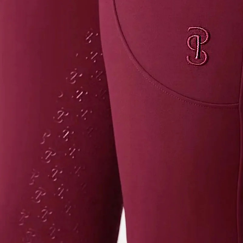 Burgundy Horse Riding Breeches for Women Sports Tights Full Seat Silicone Riding Training Leggings Anti-pilling Equestrian Pants