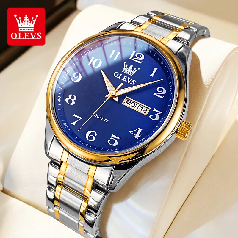 OLEVS 5567 ساعات رجالية أصلية بسيطة كلاسيكية كبيرة...