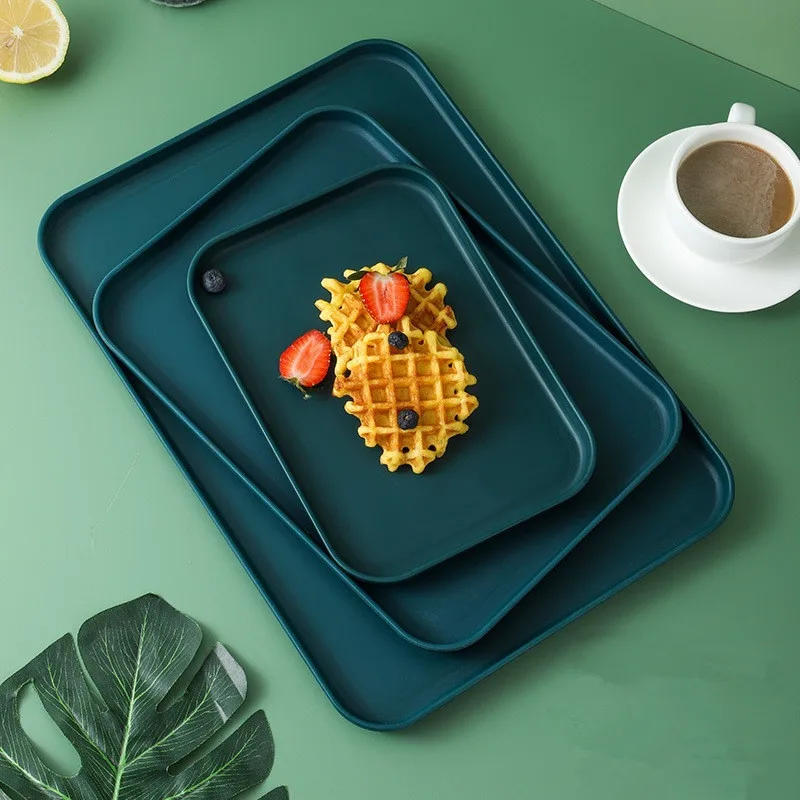 Nordic Style Food Storage Tray Rectangular Shallow Plate Creative Fruit Bread Barbecue Pastry Dishes Kitchen Utensil 2