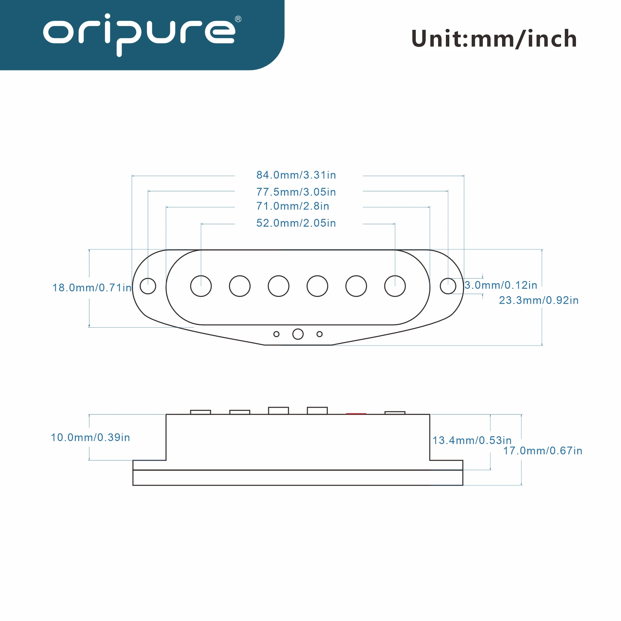 OriPure 1pcs TSF558 Staggered-Pole Vintage Alnico 5 Guitar