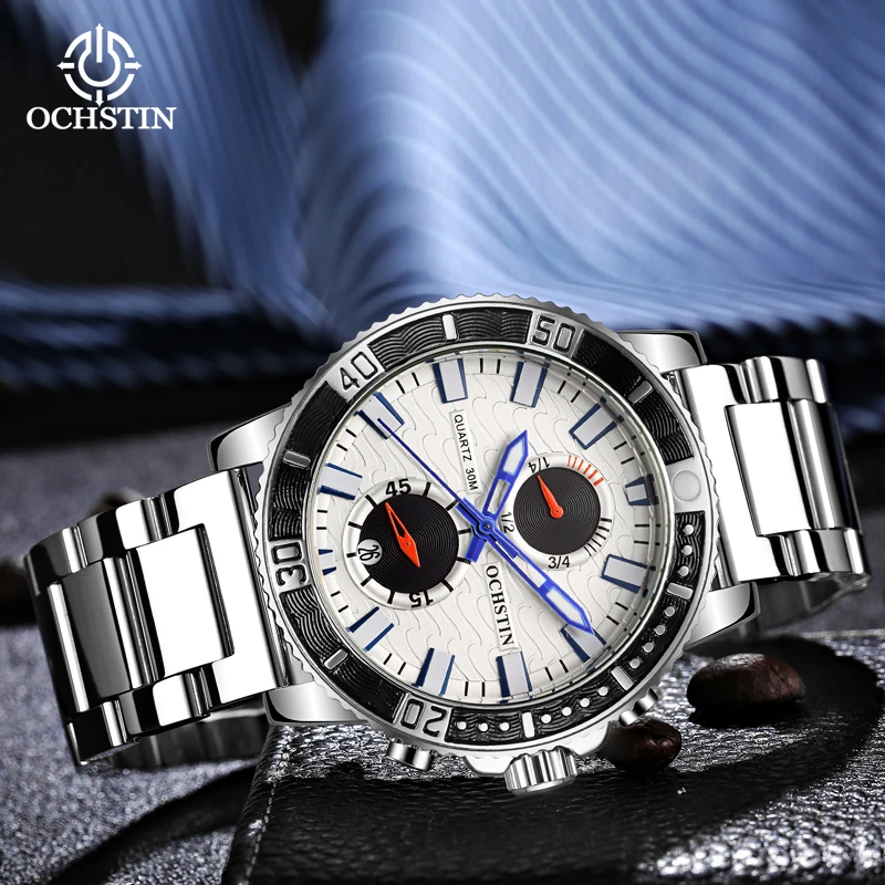 OCHSTIN Originale Series Multi-functional Quartz Watch Steel Strap HD Glow-in-the-dark Gentleman Quartz Watch