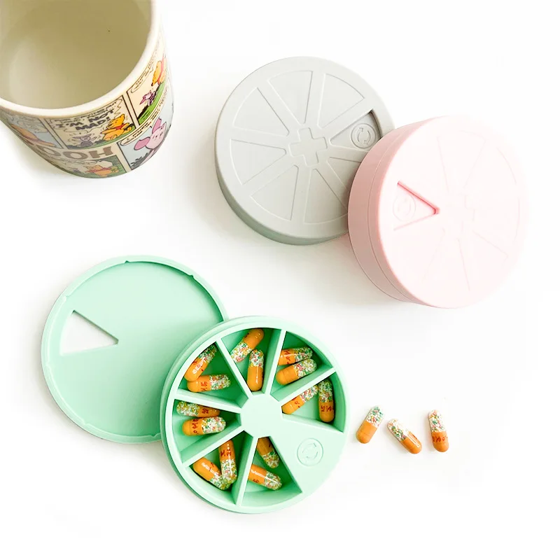 

Mini Pill Box Weekly Medicine Pill Box Rotating Pill Box Case Splitter Pill Organizer Portable Travel 7 Day Pill Container Cases