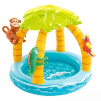 Piscine gonflable avec parasol pour enfants, design d'arbre AMP, île tropicale, jeu d'eau amusant en plein air, 1 à 3 ans 1