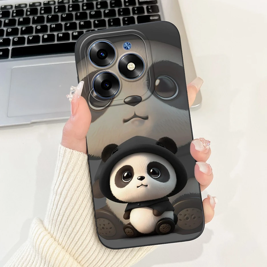 Cute Panda Cartoon Cover - Soft Silicone Case for Tecno Spark 20 Series