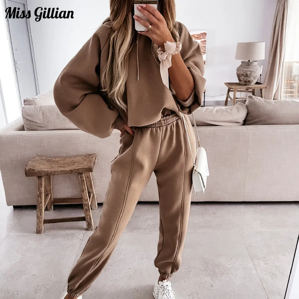 

Hooded Sweatshirts Women Tracksuit Long Pants Two Pieces Sets Hoodies Casual Solid Long Sleeve Hoody Pullovers Sportswear Suit
