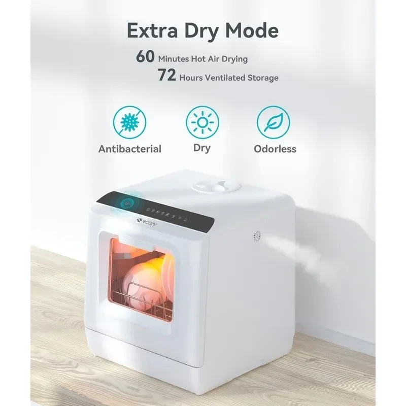 ecozy Portable Dishwasher Countertop, Mini Dishwasher with a Built-in 5L Water Tank, No Hookup Needed, 6 Washing Programs 5