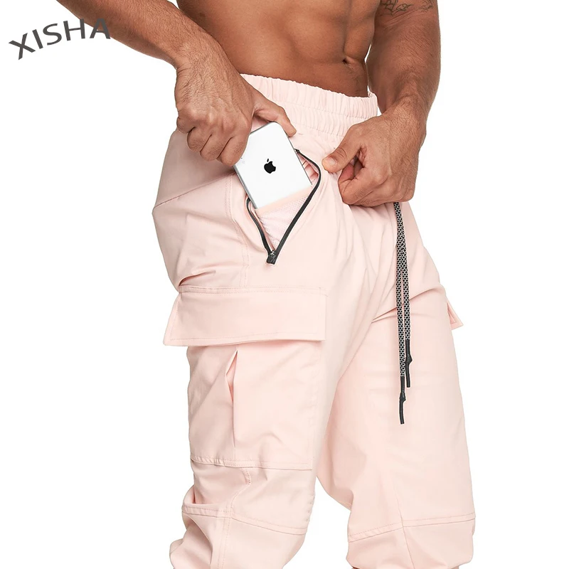

Waterproof Trousers Mens Casual Pants Gyms Fitness Joggers Men Skinny Sweatpants Male Streetwear Overalls with Multiple Pockets