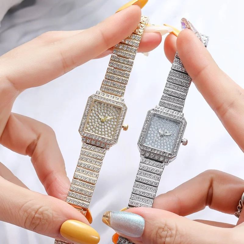 

Square Diamond Women Watches Simple Temperament Alloy Thin Strap Ladies Quartz Wristwatches New Fashion Bracelet Montre Femme