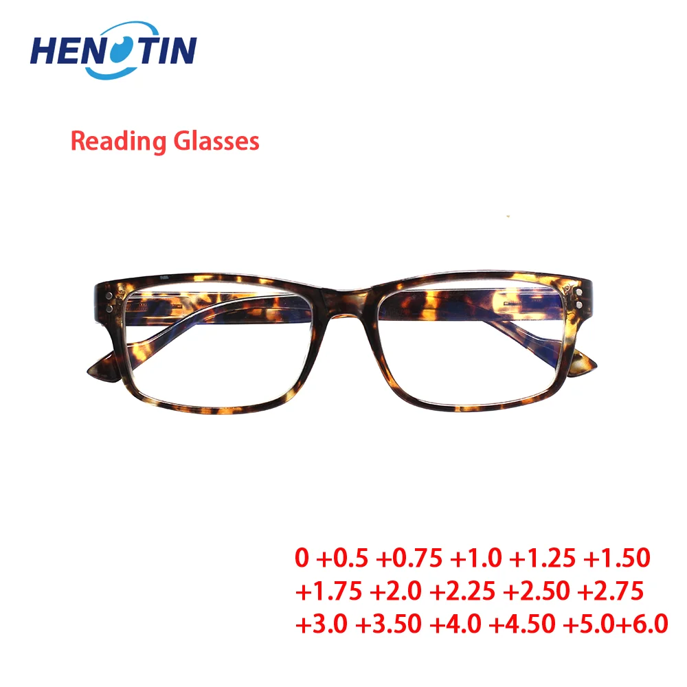 

Henotin Reading Glasses Spring Hinge Men and Women Rectangular Frame Prescription HD Magnifier Reader Eyeglasses Diopter 0~600