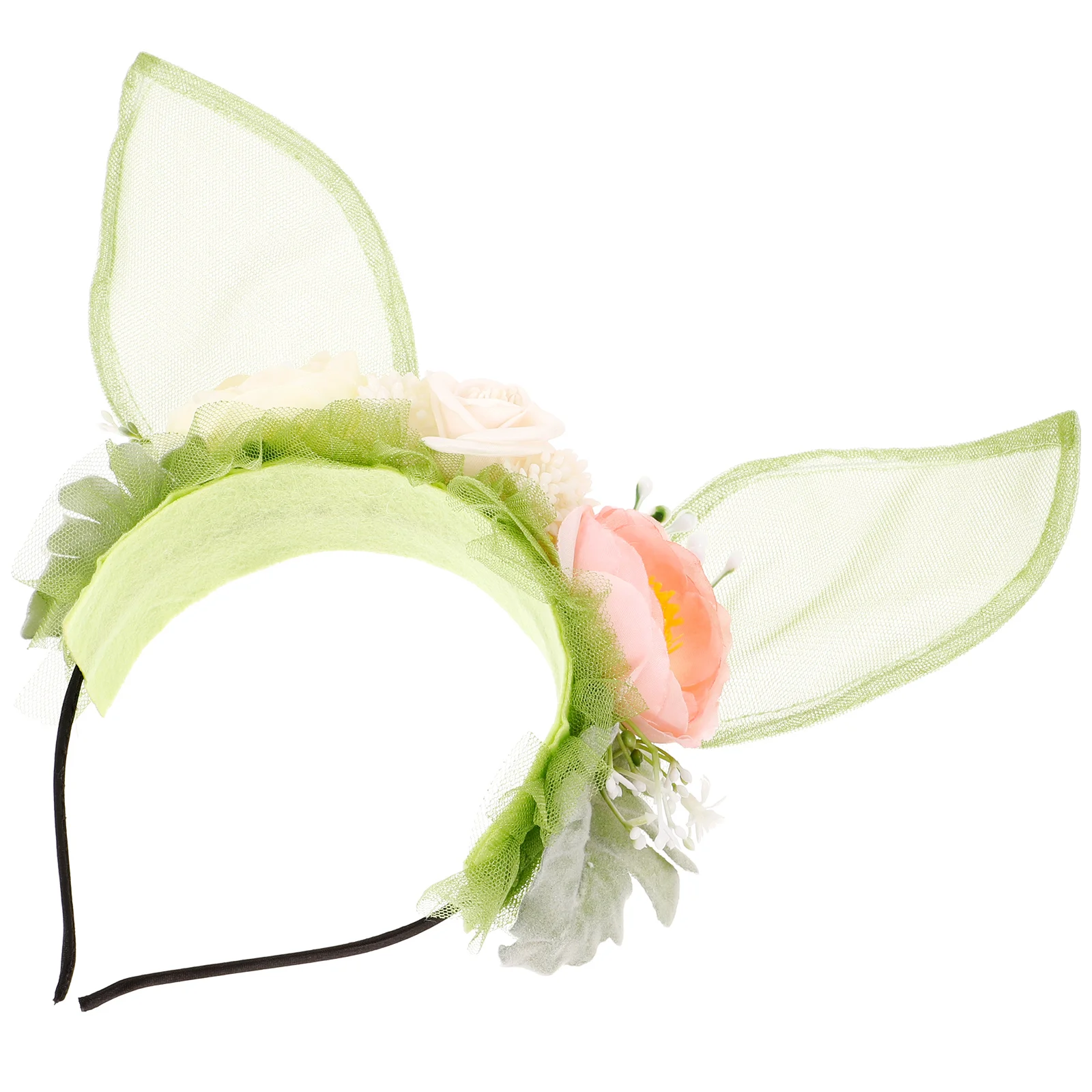 

Bunny Ears Headband Fairy Flower Headpiece Cosplay Headband Easter Costume Party Supply