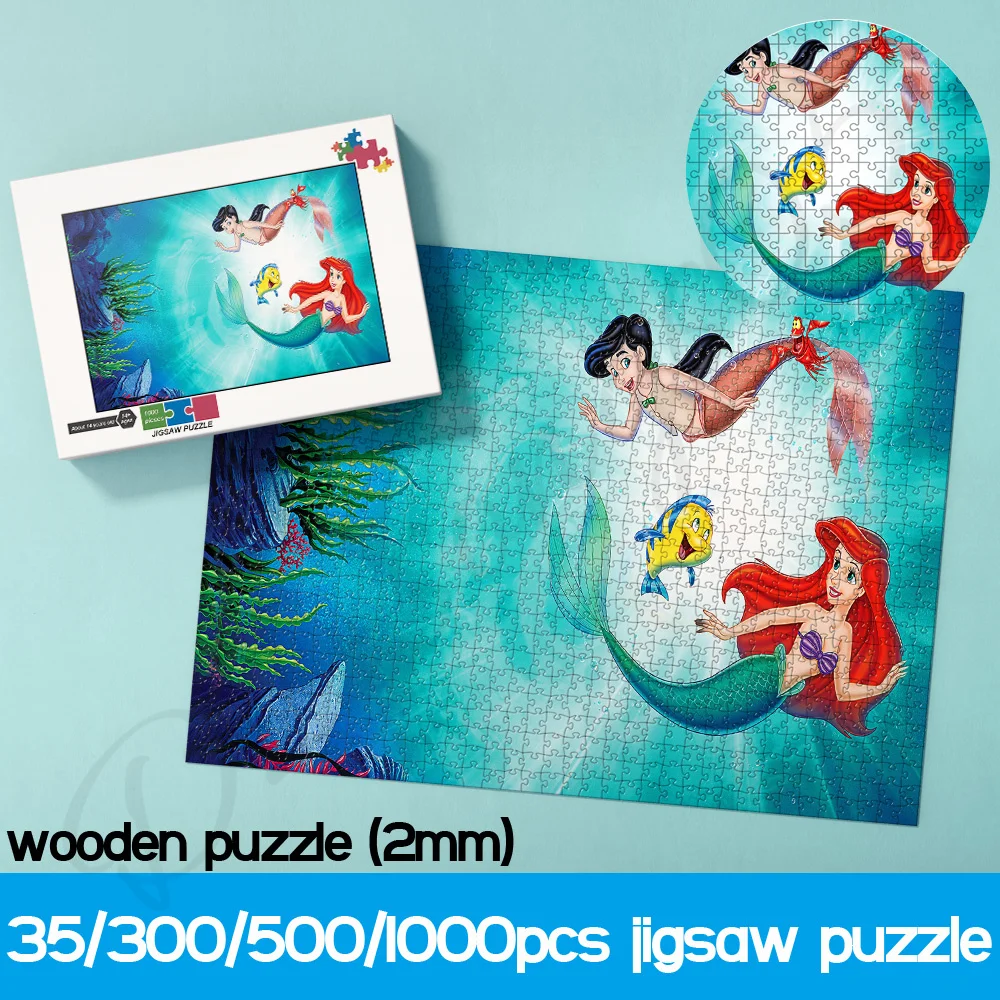 

Disney Puzzles for Kids The Little Mermaid 35 300 500 1000 Pieces Wooden Jigsaw Puzzles Cartoon Entertainment Toys and Hobbies