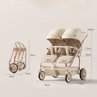2025 nouvelle poussette bébé jumeau haute vue peut s'asseoir ou s'allonger poussette bébé légère pliable Double poussette bébé 5
