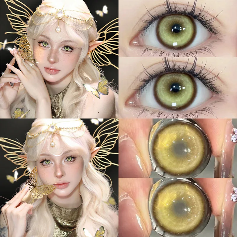 KSSEYE 2PCS Halloween Graduated Hot Sale Contact Lenses Red Contact Lenses Degree Grade 0.00 to -8.00 Anime Pupil Cosplay